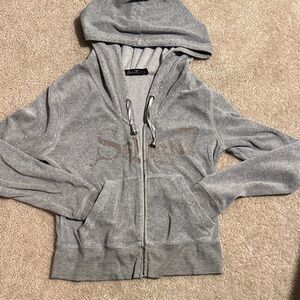Seven7 Gray Cardigan with Rhinestone Accents